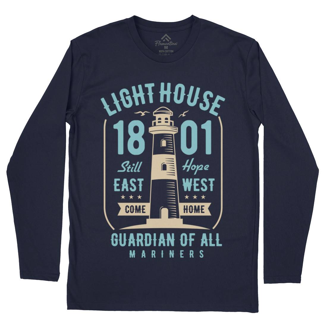 Light House Mens Long Sleeve T-Shirt Navy B418