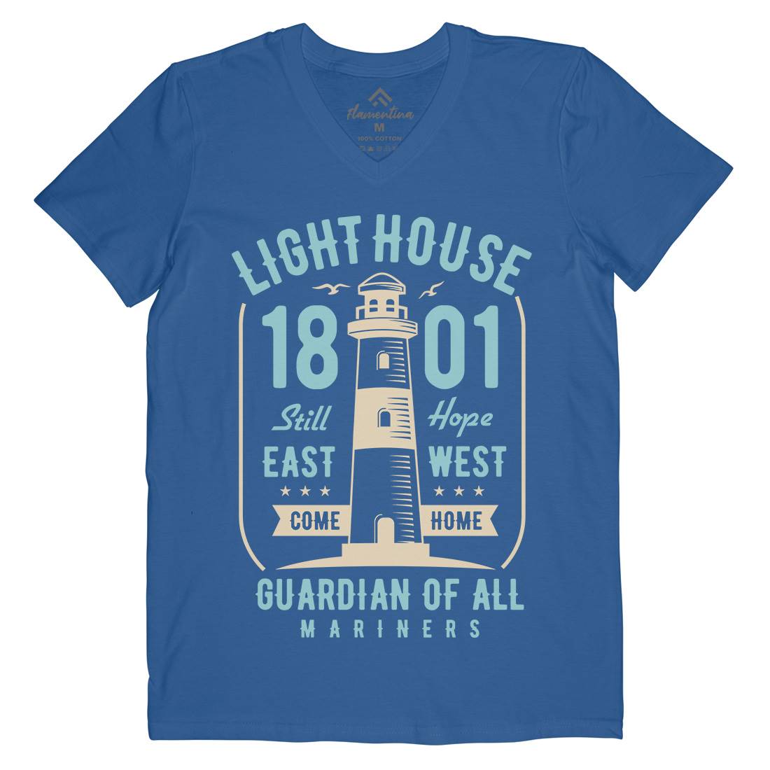 Light House Mens V-Neck T-Shirt Navy B418