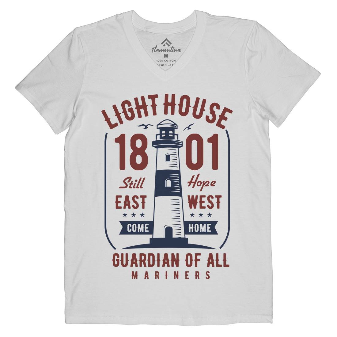 Light House Mens Organic V-Neck T-Shirt Navy B418