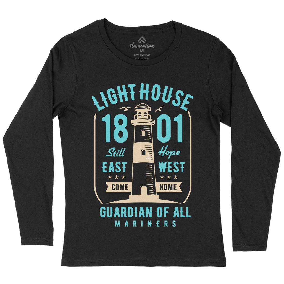 Light House Womens Long Sleeve T-Shirt Navy B418