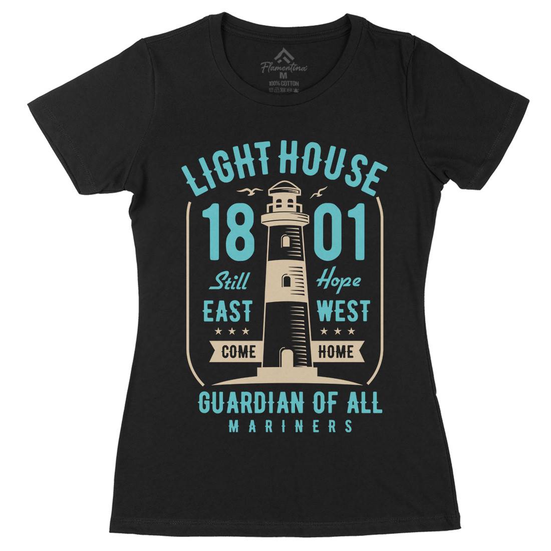 Light House Womens Organic Crew Neck T-Shirt Navy B418