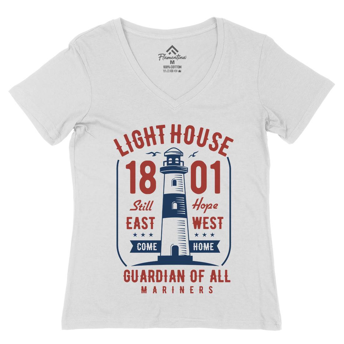 Light House Womens Organic V-Neck T-Shirt Navy B418