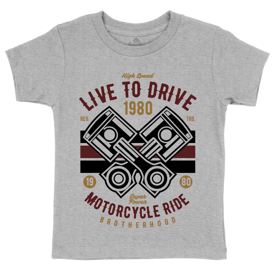 Live To Ride Kids Crew Neck T-Shirt Cars B419