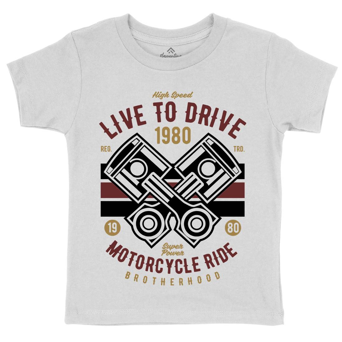 Live To Ride Kids Organic Crew Neck T-Shirt Cars B419