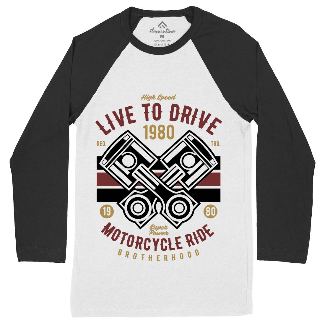 Live To Ride Mens Long Sleeve Baseball T-Shirt Cars B419