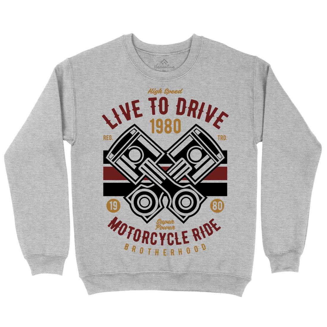 Live To Ride Mens Crew Neck Sweatshirt Cars B419