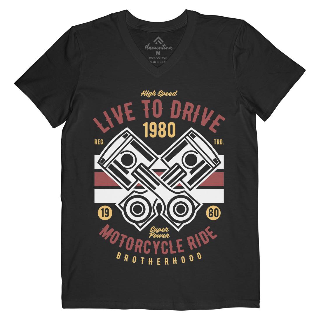 Live To Ride Mens V-Neck T-Shirt Cars B419