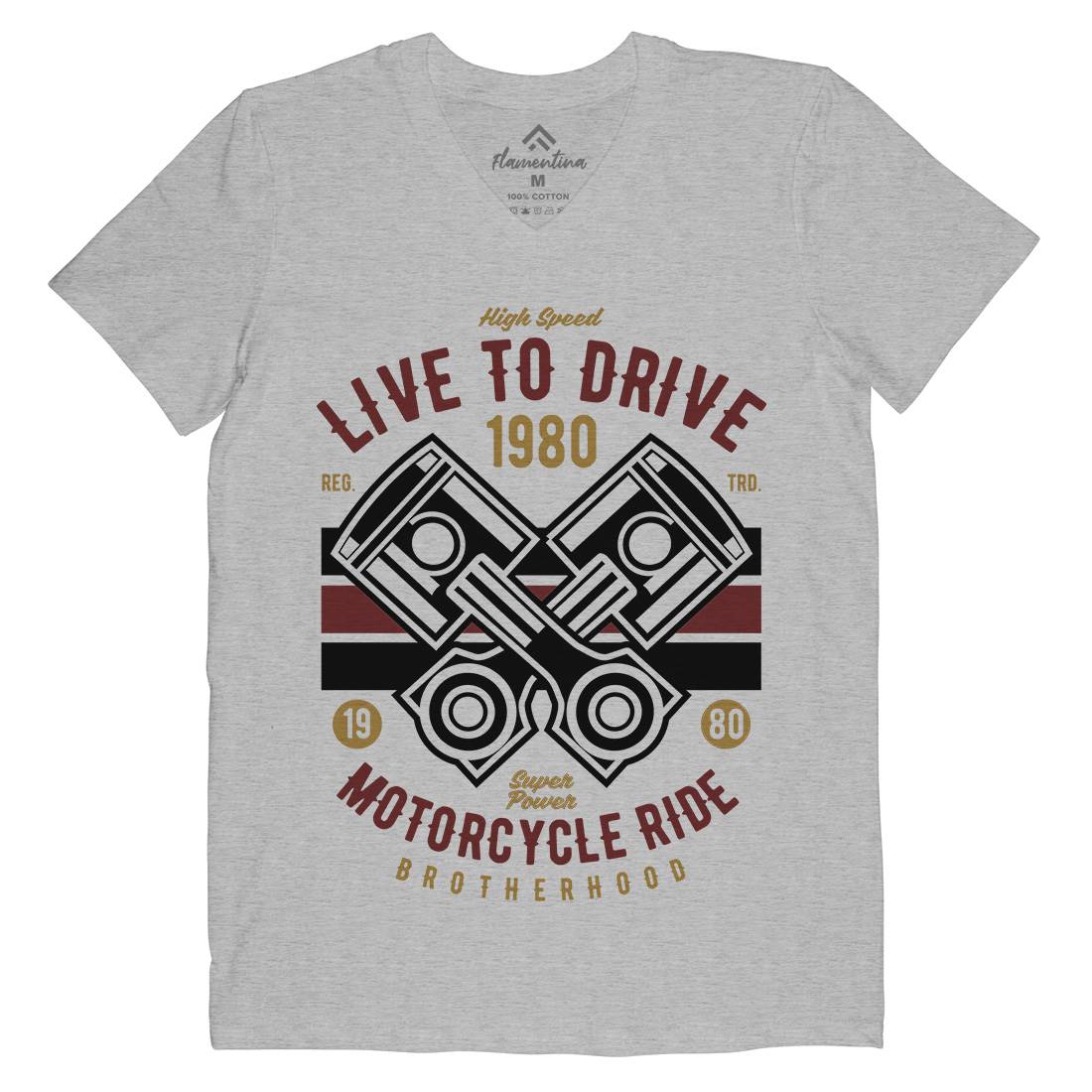 Live To Ride Mens Organic V-Neck T-Shirt Cars B419
