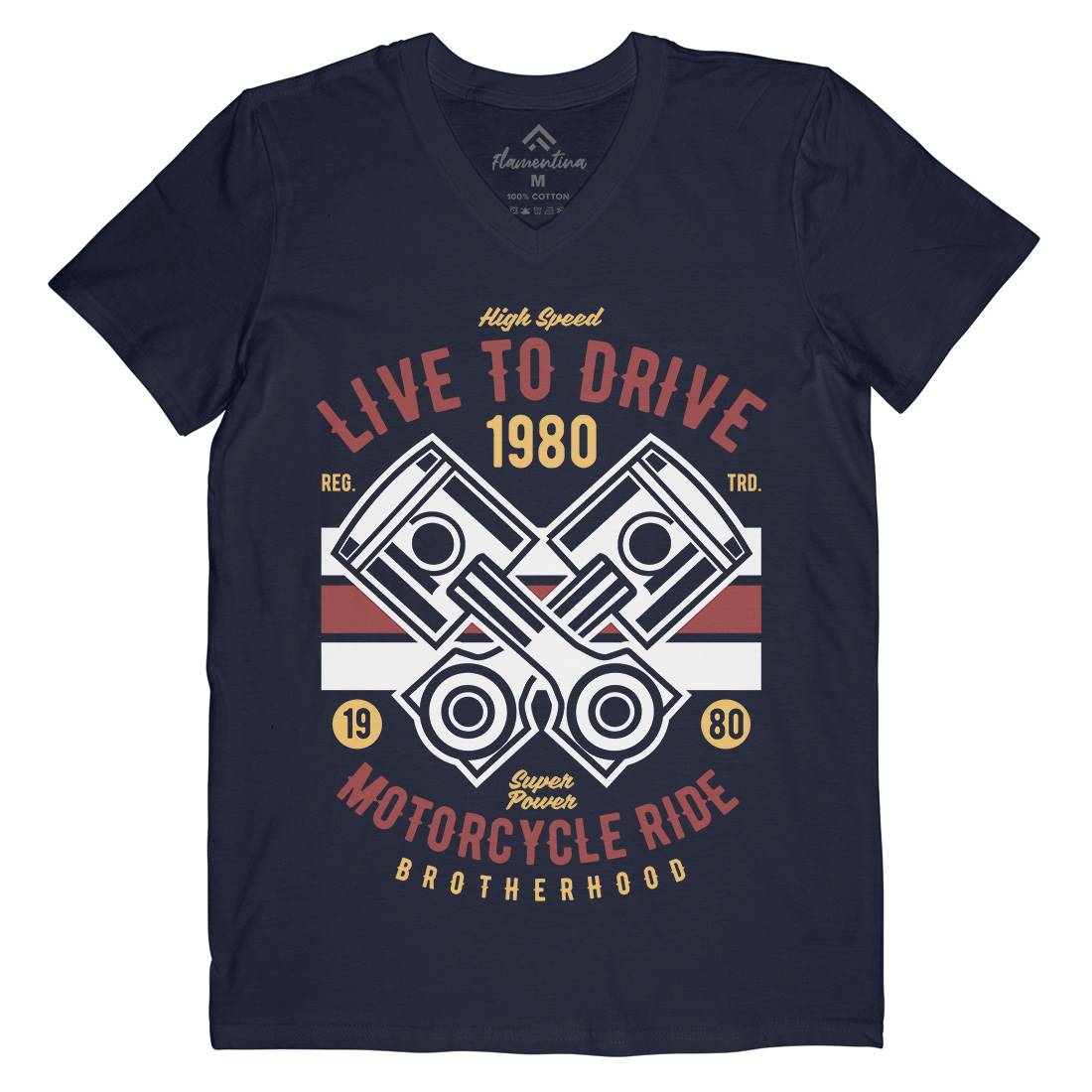 Live To Ride Mens Organic V-Neck T-Shirt Cars B419