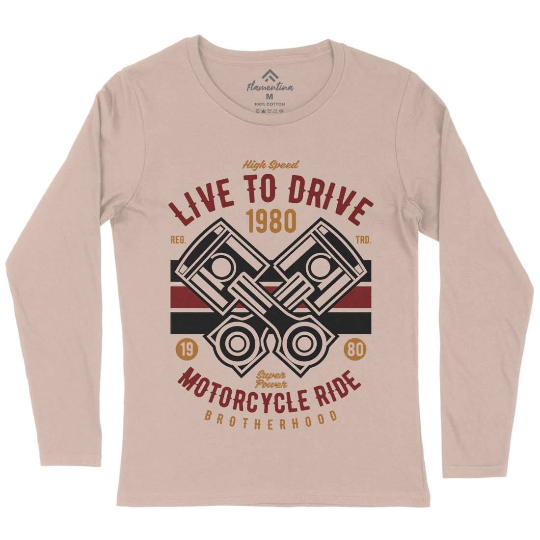 Live To Ride Womens Long Sleeve T-Shirt Cars B419