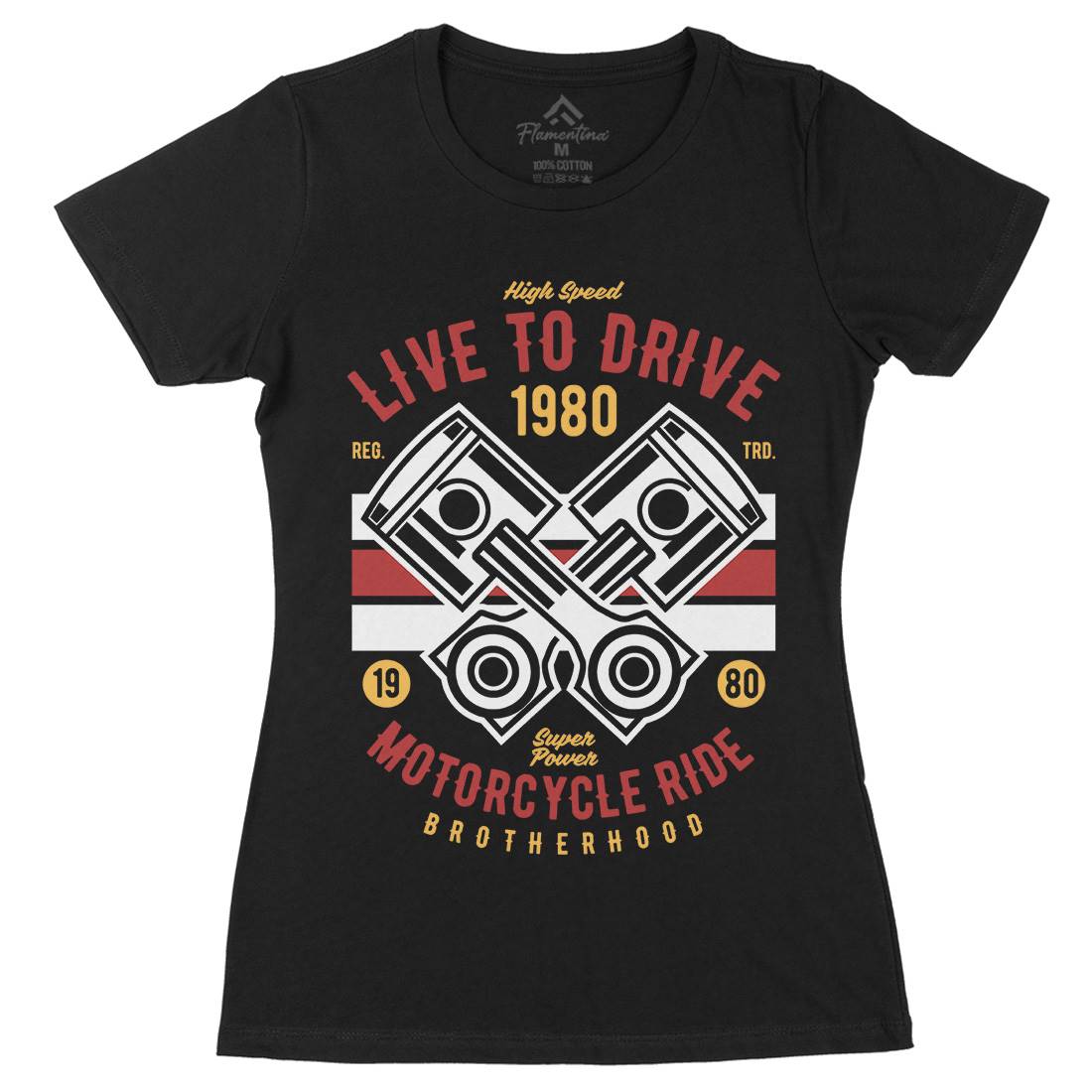Live To Ride Womens Organic Crew Neck T-Shirt Cars B419