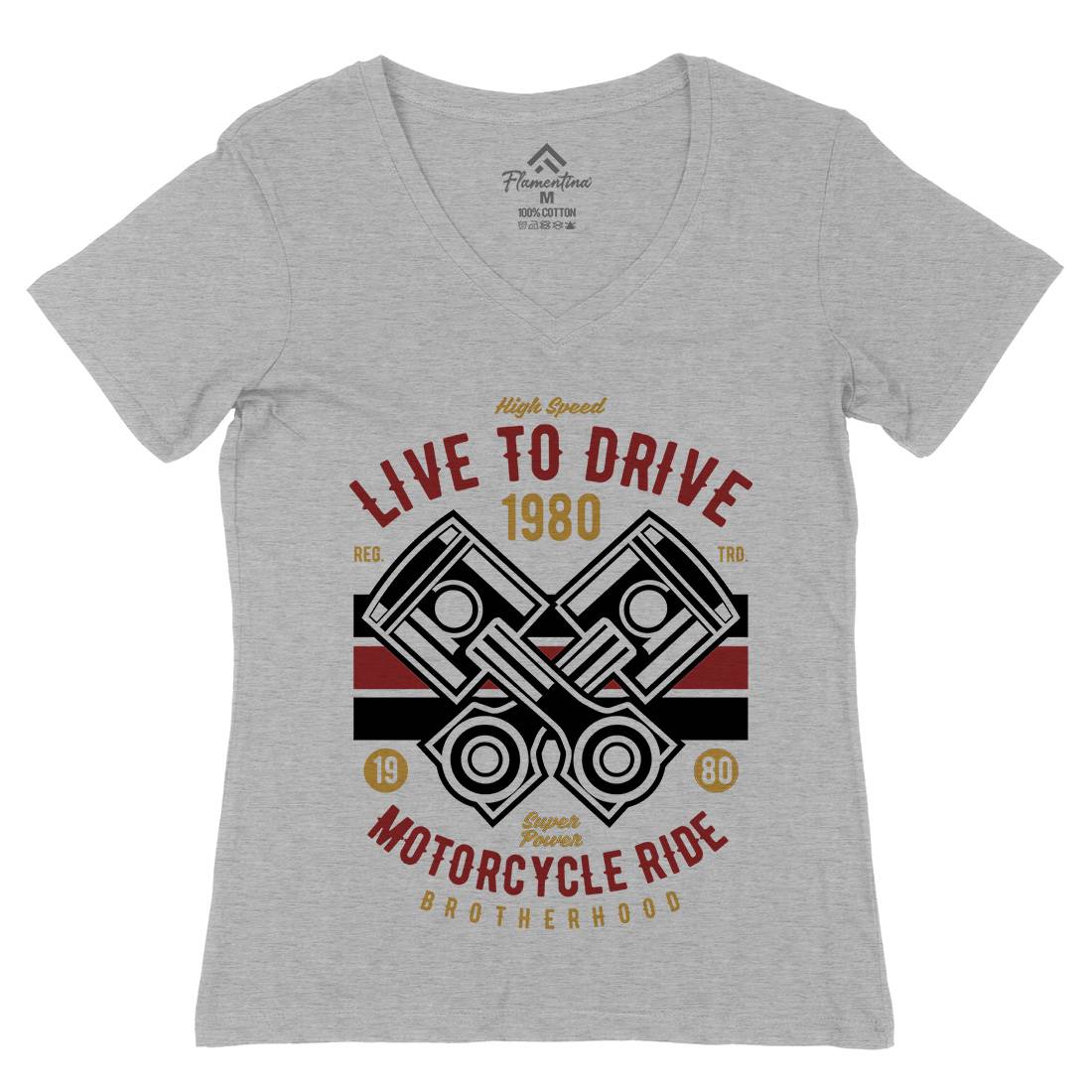 Live To Ride Womens Organic V-Neck T-Shirt Cars B419