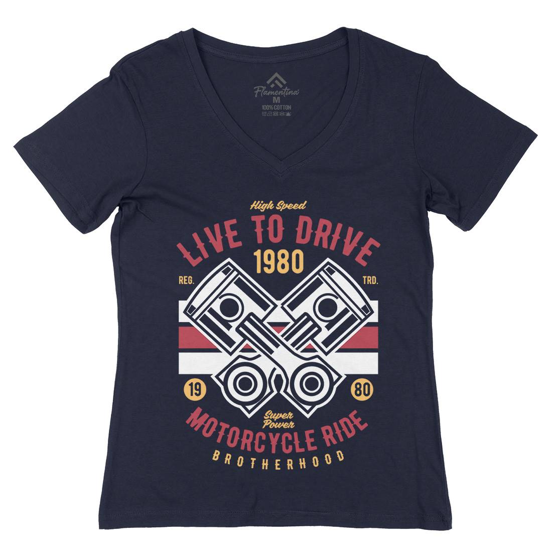 Live To Ride Womens Organic V-Neck T-Shirt Cars B419