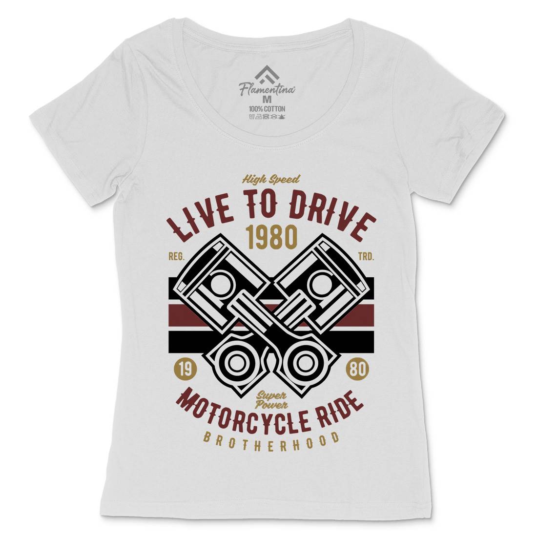 Live To Ride Womens Scoop Neck T-Shirt Cars B419