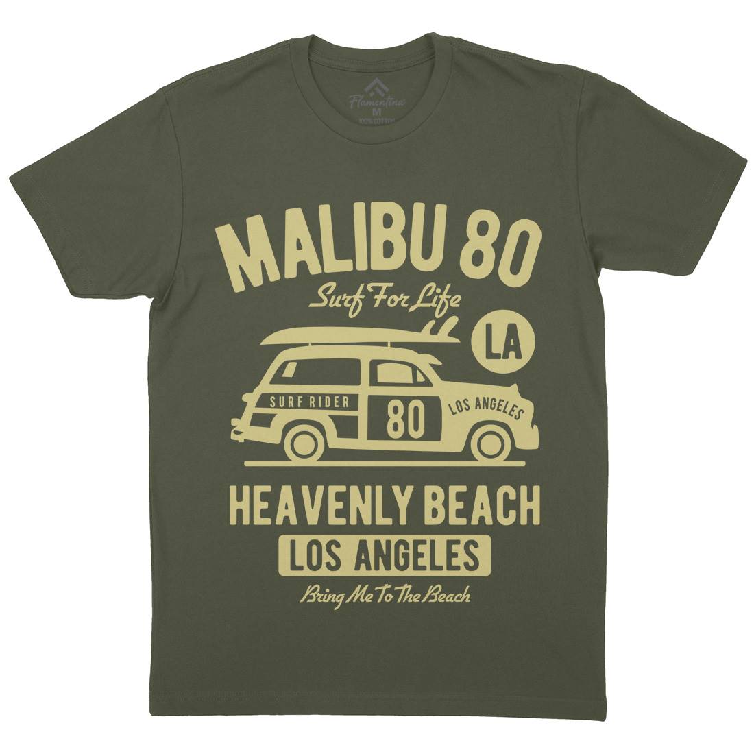 Malibu Mens Organic Crew Neck T-Shirt Cars B420