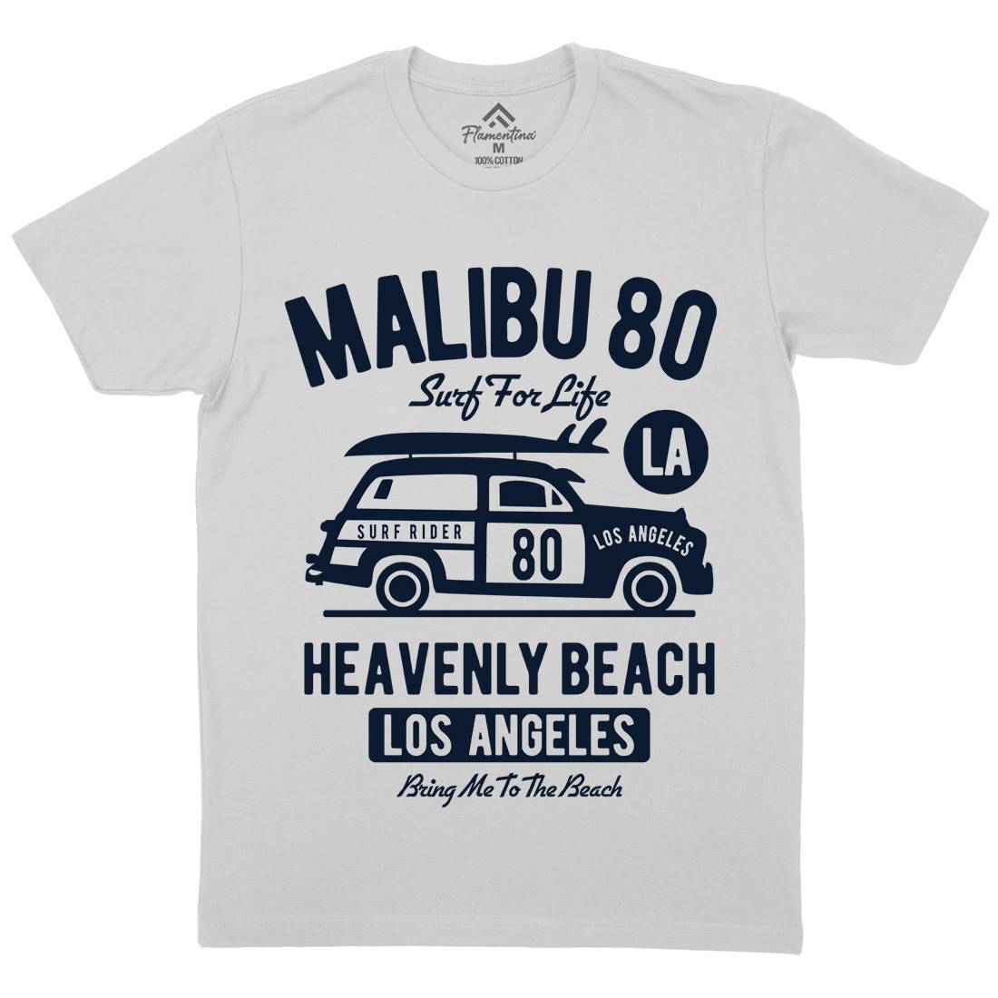 Malibu Mens Crew Neck T-Shirt Cars B420