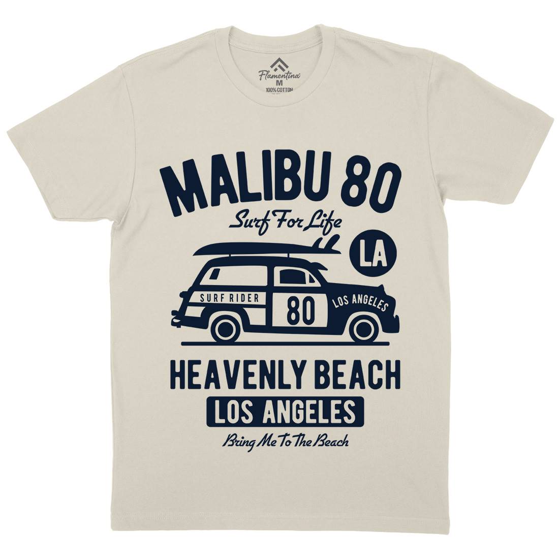 Malibu Mens Organic Crew Neck T-Shirt Cars B420