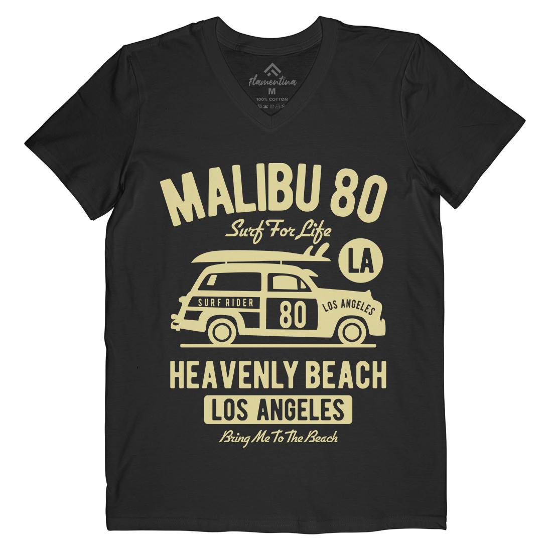 Malibu Mens Organic V-Neck T-Shirt Cars B420