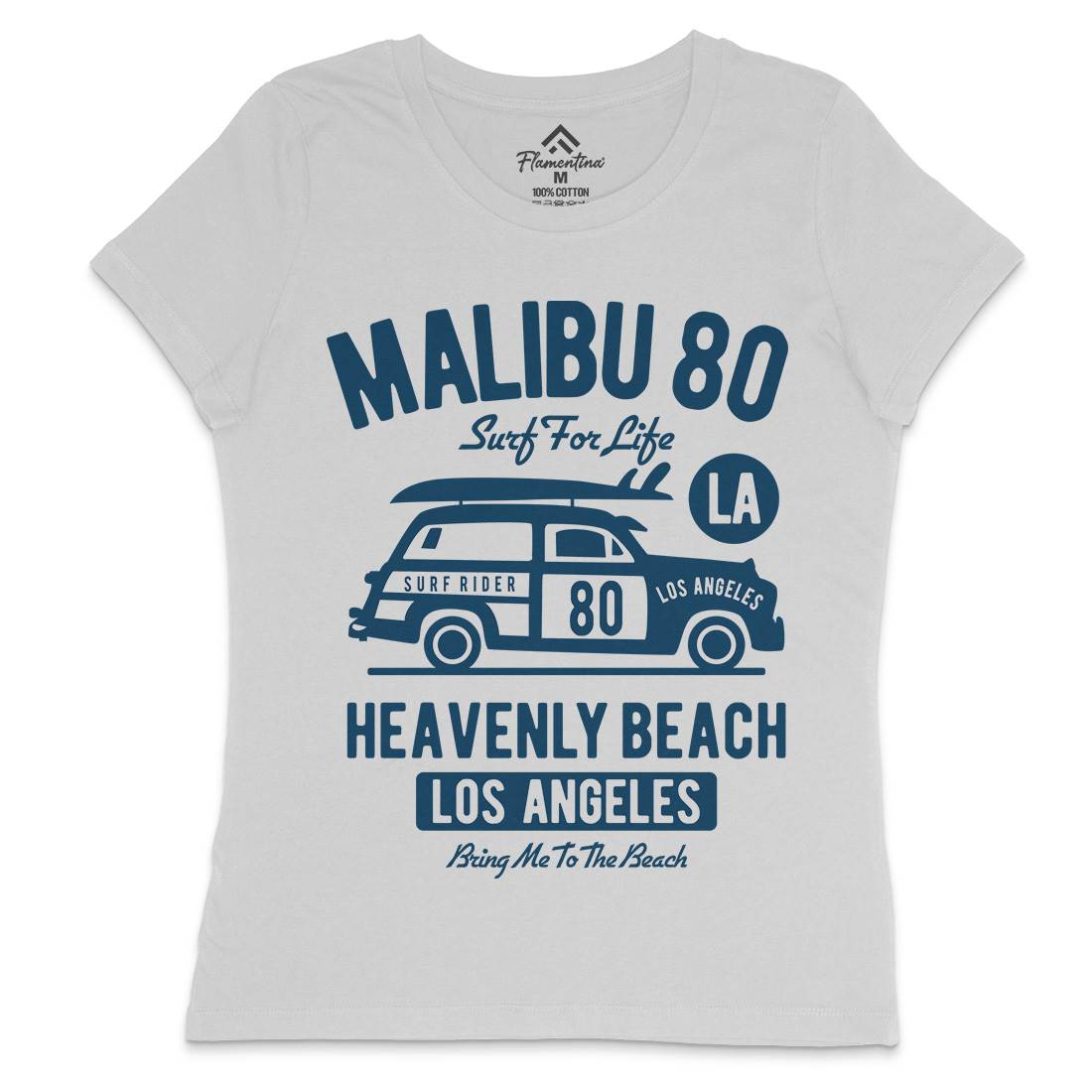 Malibu Womens Crew Neck T-Shirt Cars B420