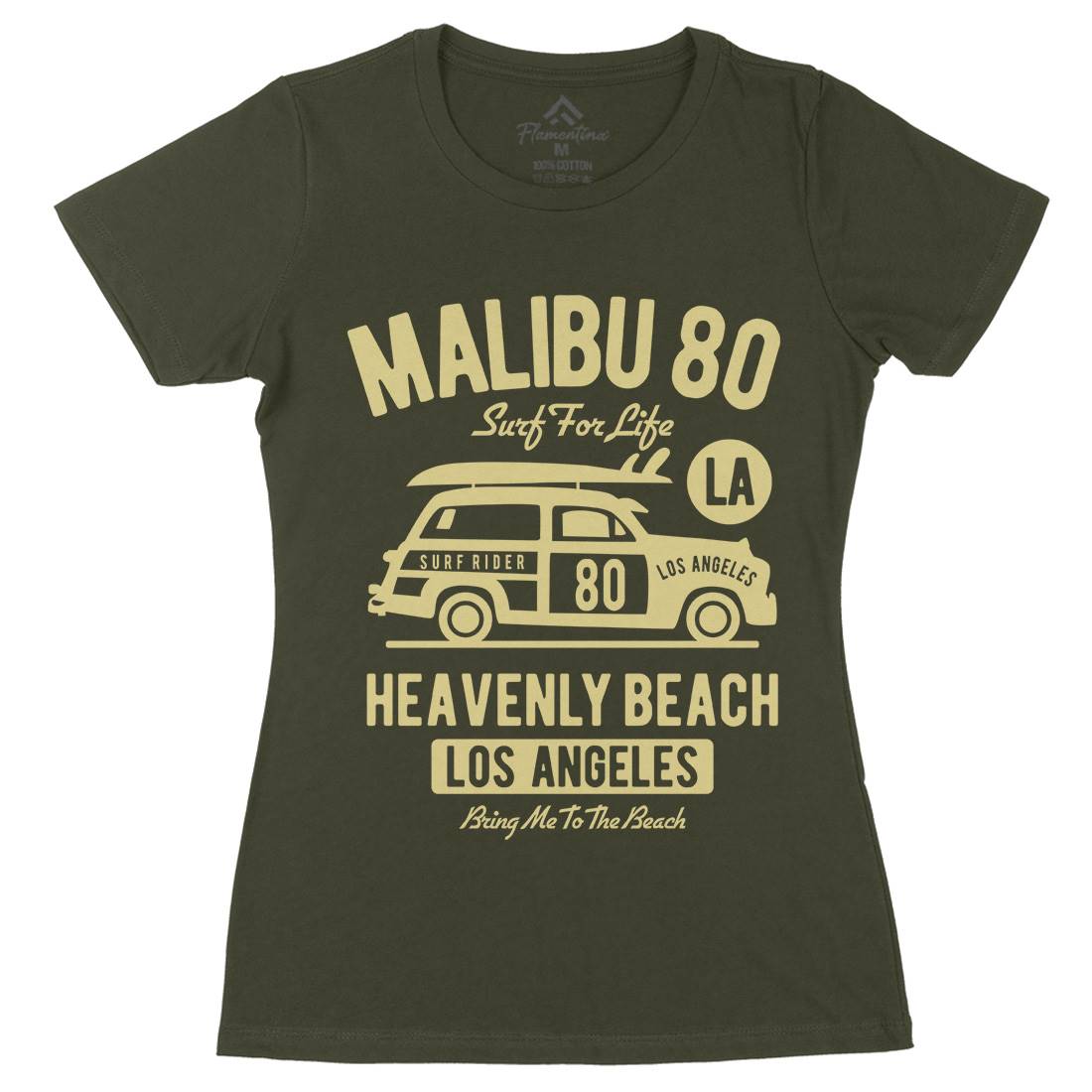 Malibu Womens Organic Crew Neck T-Shirt Cars B420