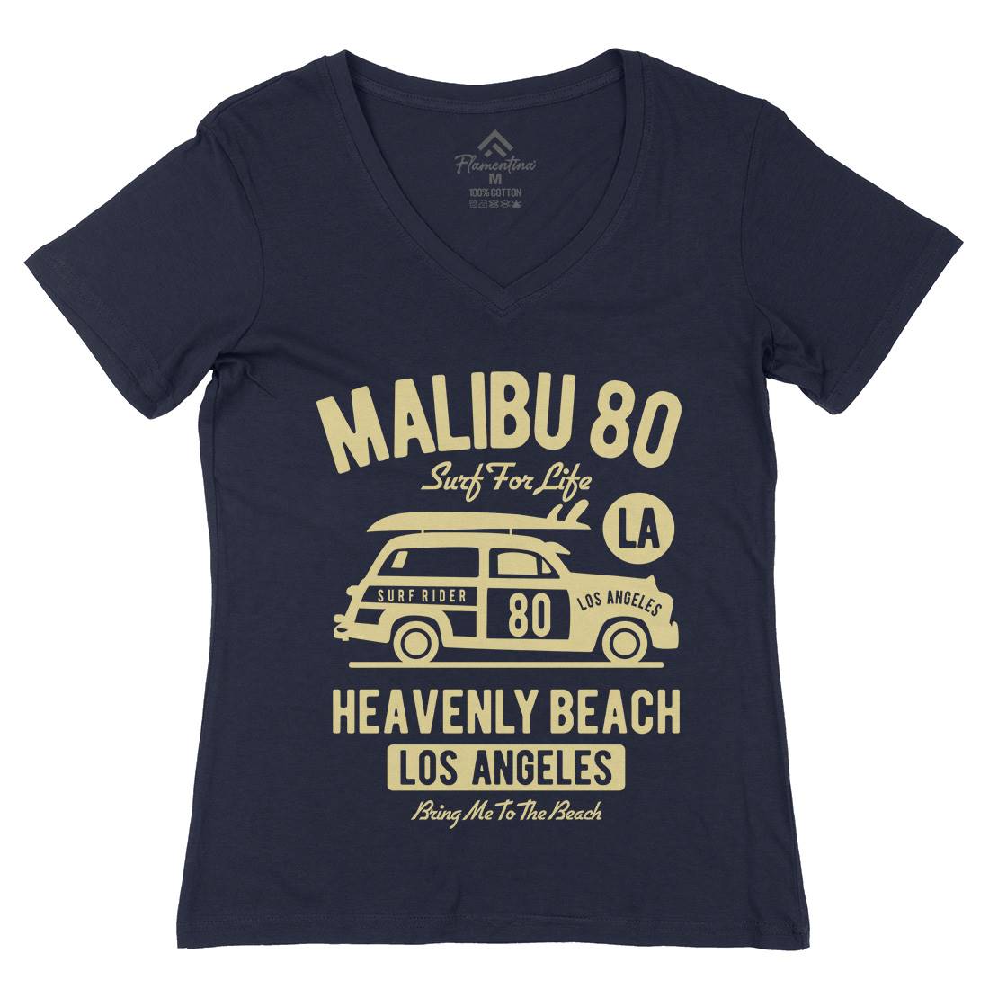 Malibu Womens Organic V-Neck T-Shirt Cars B420