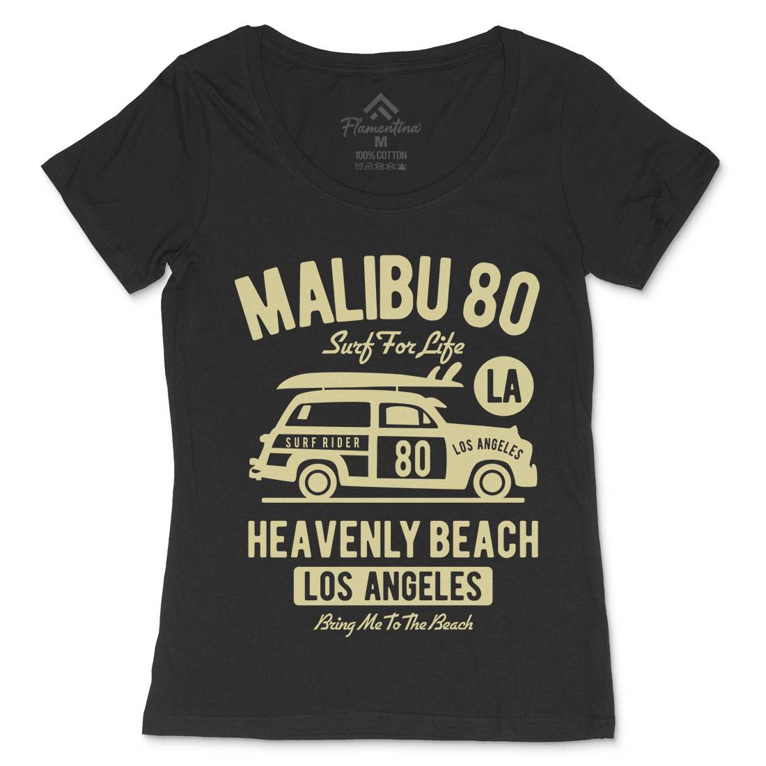 Malibu Womens Scoop Neck T-Shirt Cars B420