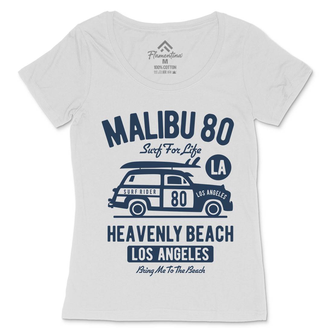 Malibu Womens Scoop Neck T-Shirt Cars B420