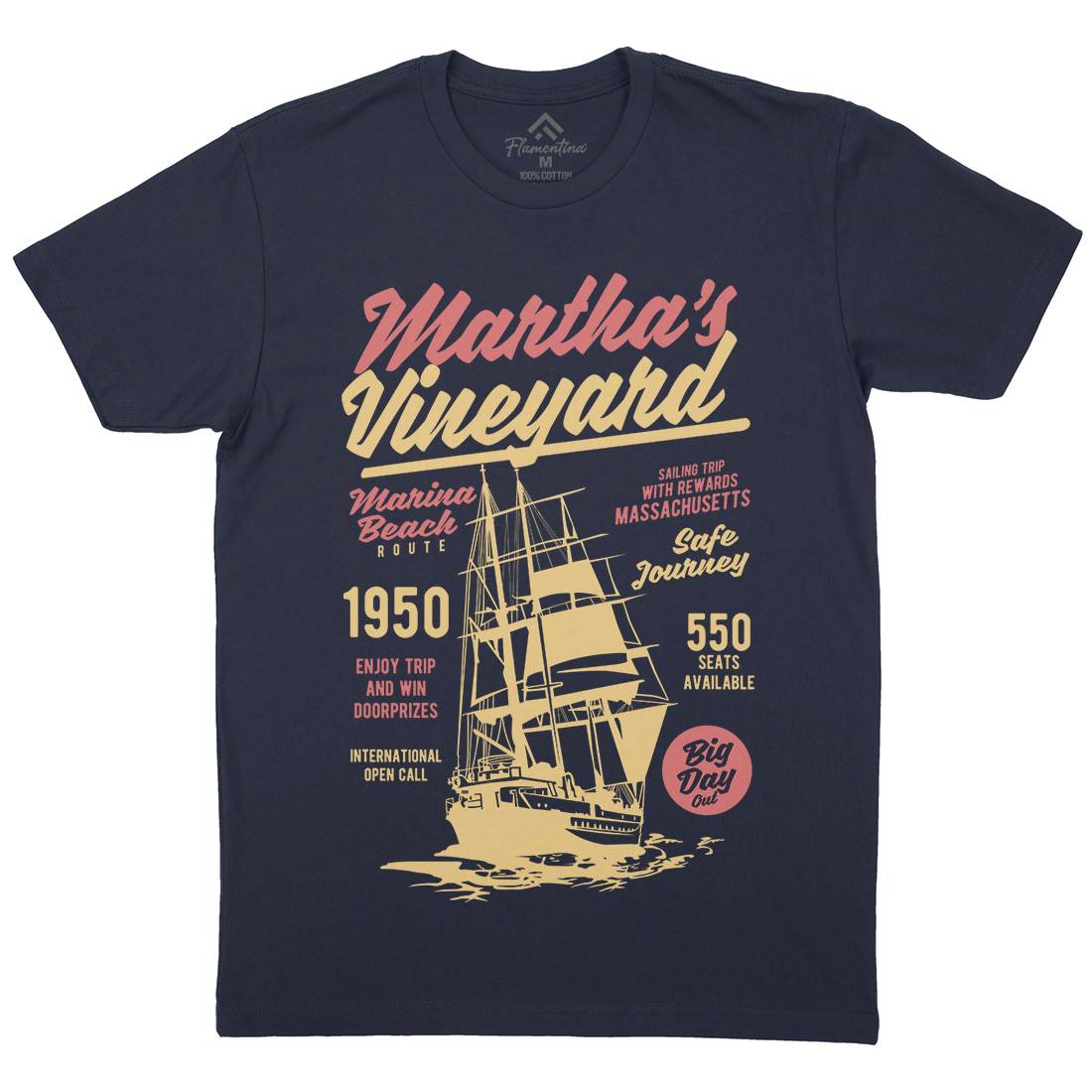 Marthas Vineyard Mens Organic Crew Neck T-Shirt Navy B421