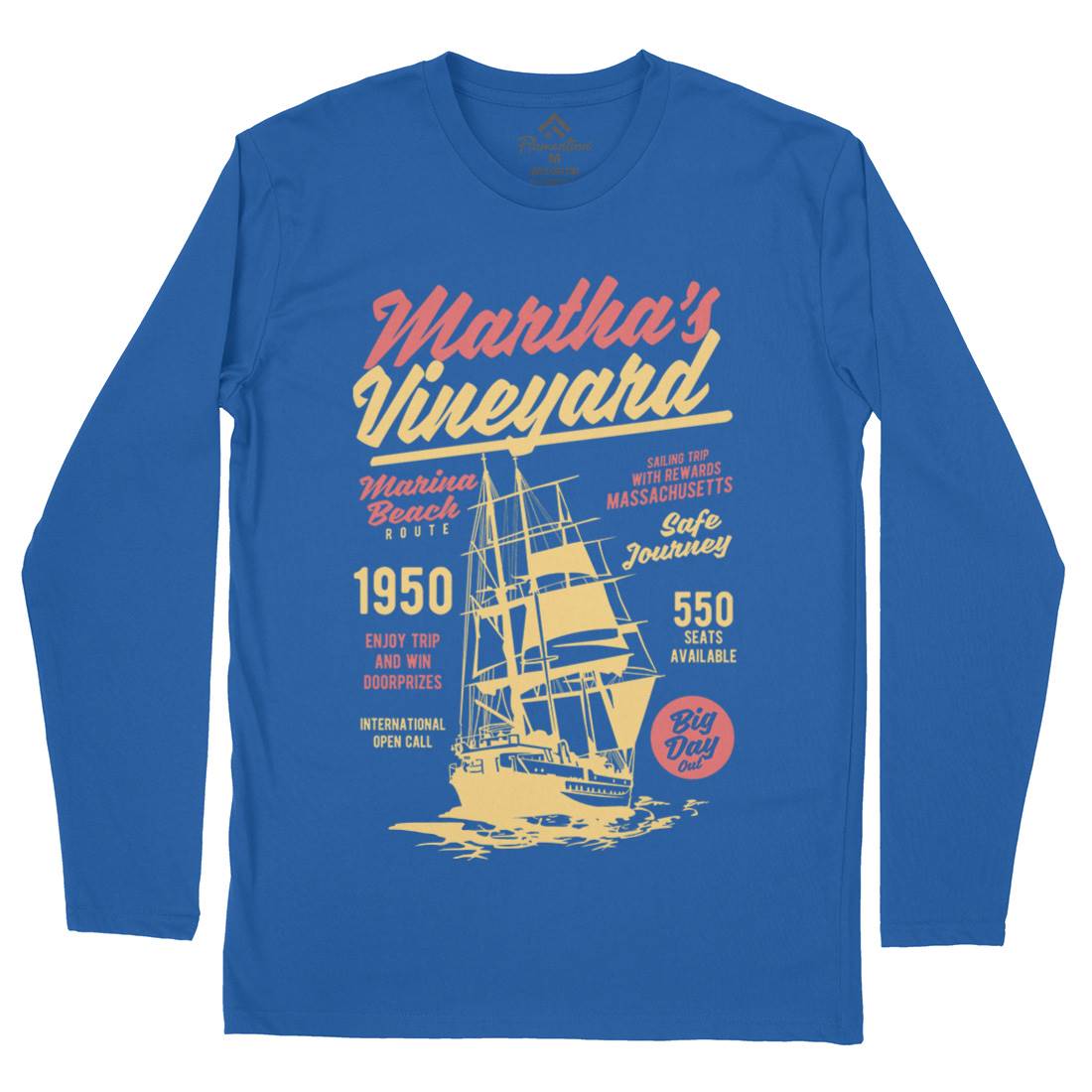 Marthas Vineyard Mens Long Sleeve T-Shirt Navy B421