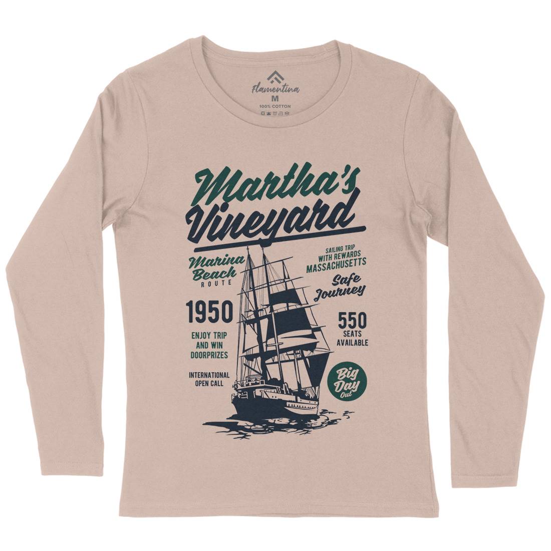 Marthas Vineyard Womens Long Sleeve T-Shirt Navy B421