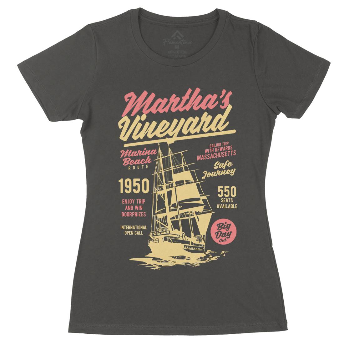 Marthas Vineyard Womens Organic Crew Neck T-Shirt Navy B421