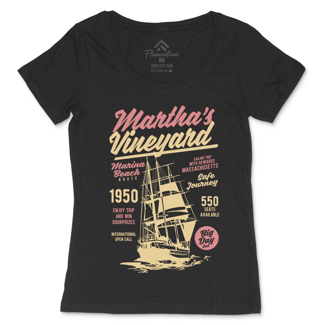 Marthas Vineyard Womens Scoop Neck T-Shirt Navy B421