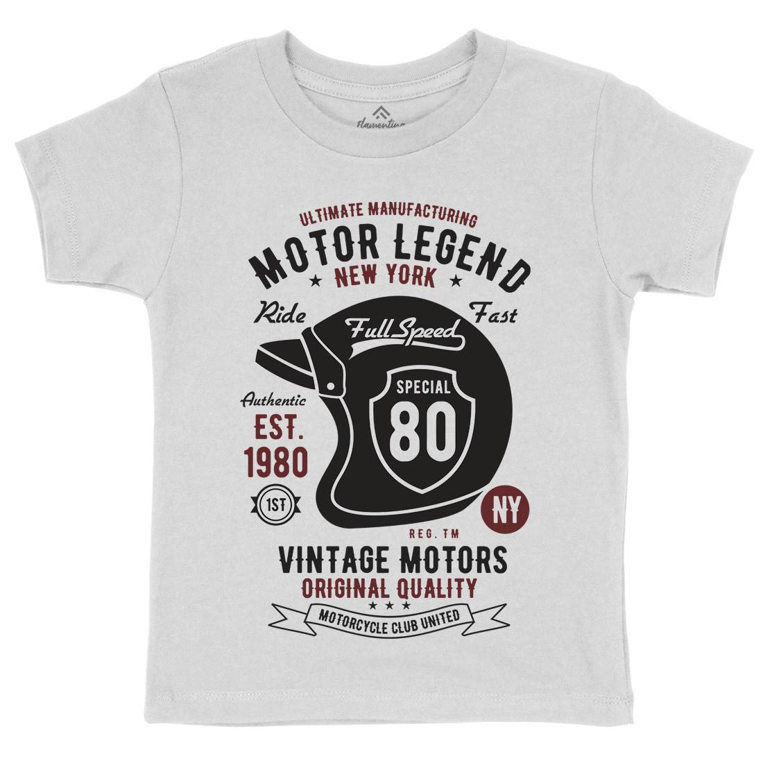 Motor Legend Helmet Kids Organic Crew Neck T-Shirt Motorcycles B422