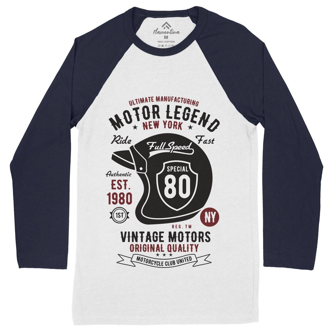 Motor Legend Helmet Mens Long Sleeve Baseball T-Shirt Motorcycles B422