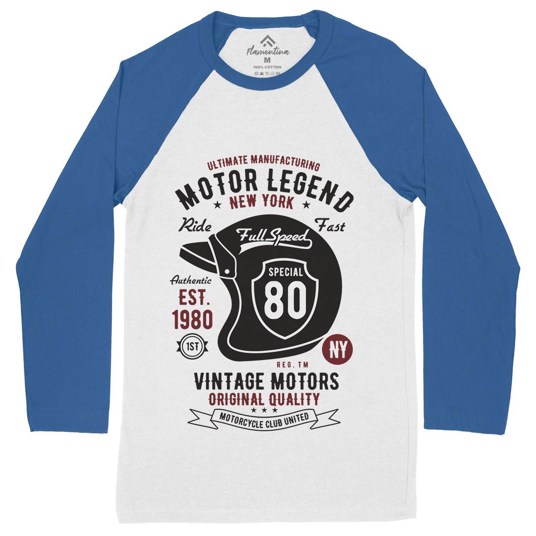 Motor Legend Helmet Mens Long Sleeve Baseball T-Shirt Motorcycles B422