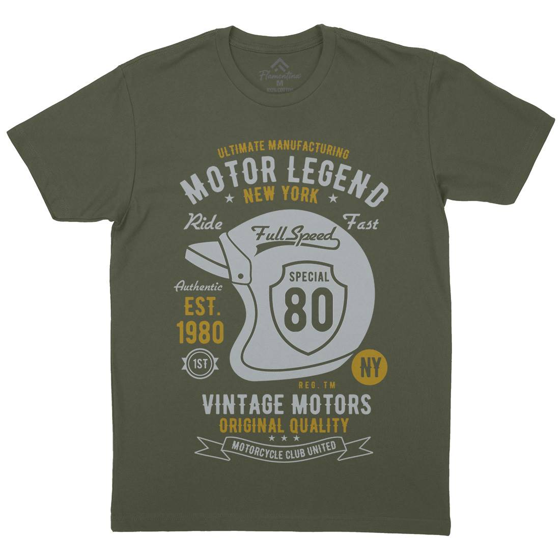 Motor Legend Helmet Mens Crew Neck T-Shirt Motorcycles B422
