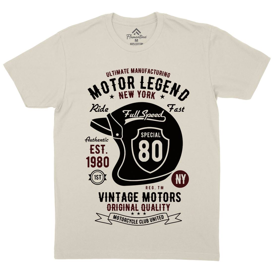 Motor Legend Helmet Mens Organic Crew Neck T-Shirt Motorcycles B422