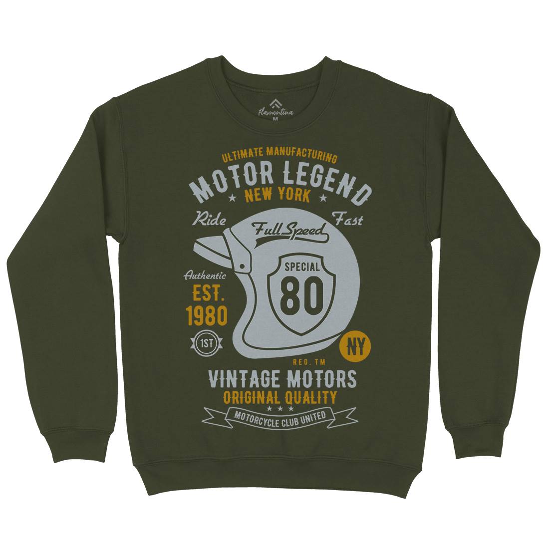 Motor Legend Helmet Mens Crew Neck Sweatshirt Motorcycles B422