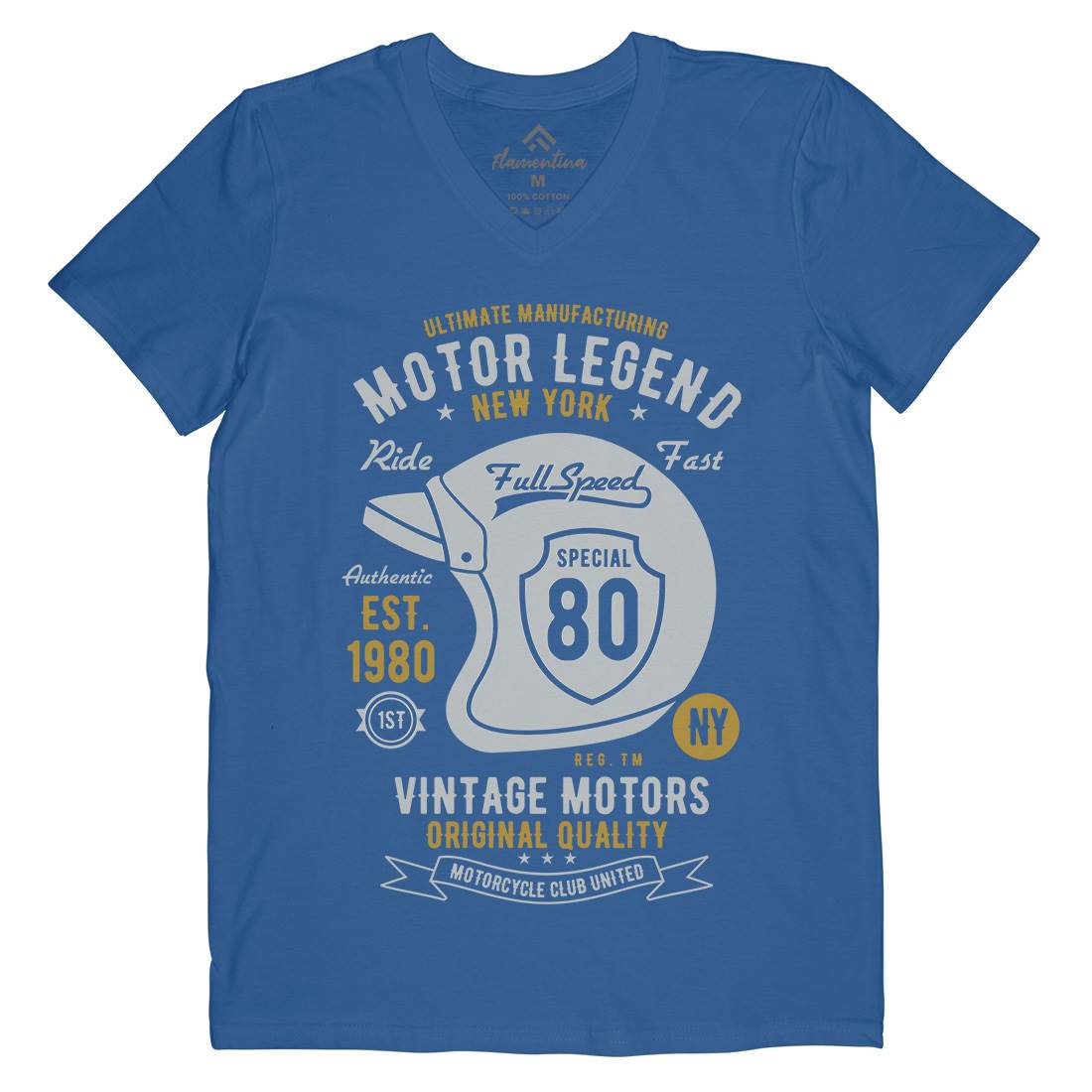 Motor Legend Helmet Mens V-Neck T-Shirt Motorcycles B422