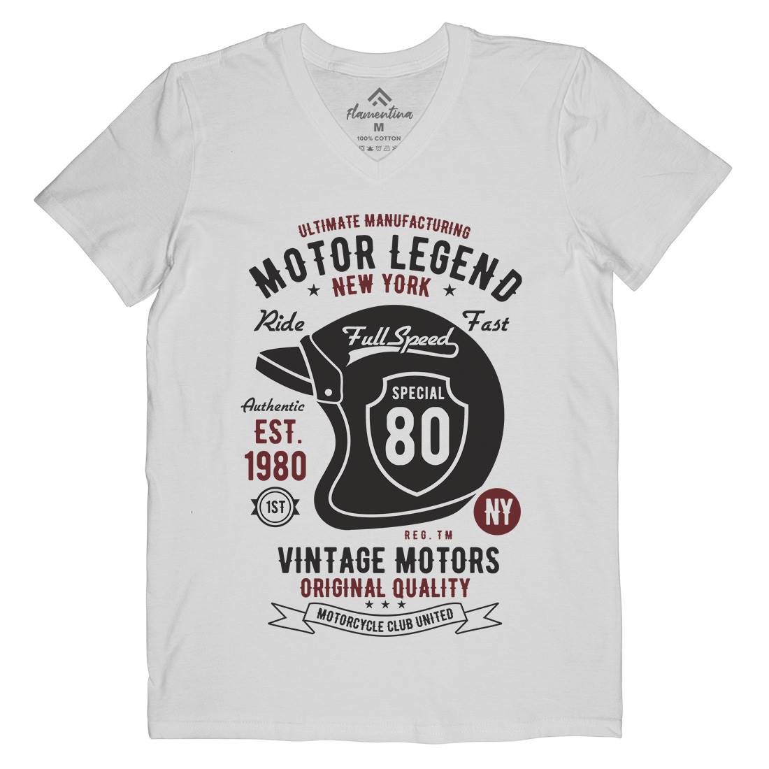 Motor Legend Helmet Mens V-Neck T-Shirt Motorcycles B422