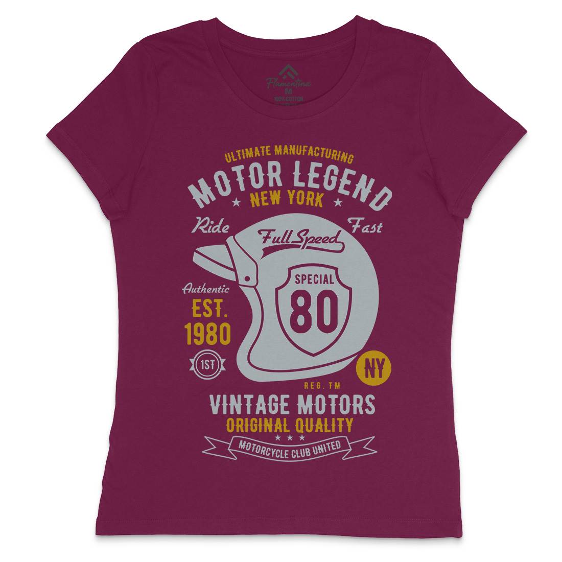 Motor Legend Helmet Womens Crew Neck T-Shirt Motorcycles B422