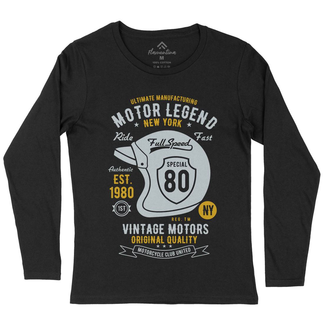 Motor Legend Helmet Womens Long Sleeve T-Shirt Motorcycles B422
