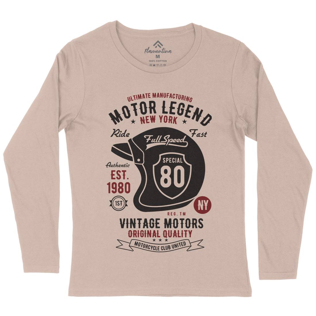 Motor Legend Helmet Womens Long Sleeve T-Shirt Motorcycles B422