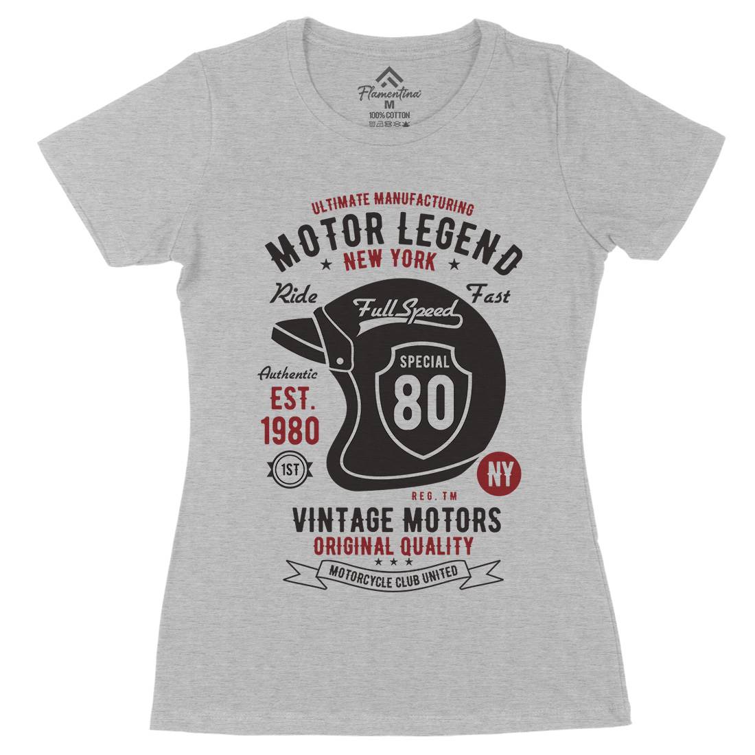 Motor Legend Helmet Womens Organic Crew Neck T-Shirt Motorcycles B422