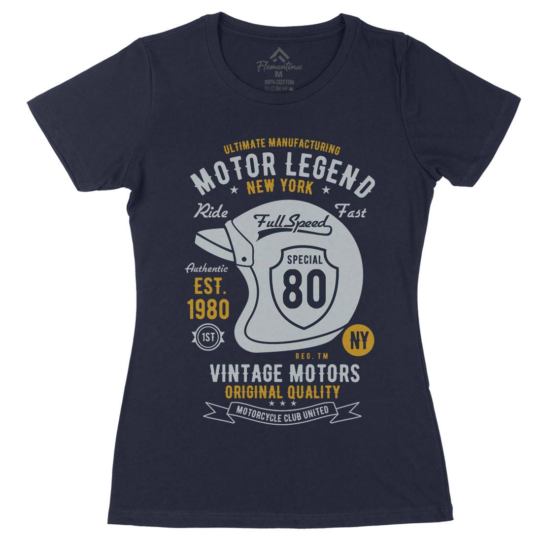 Motor Legend Helmet Womens Organic Crew Neck T-Shirt Motorcycles B422