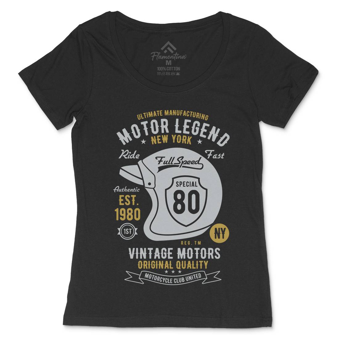 Motor Legend Helmet Womens Scoop Neck T-Shirt Motorcycles B422
