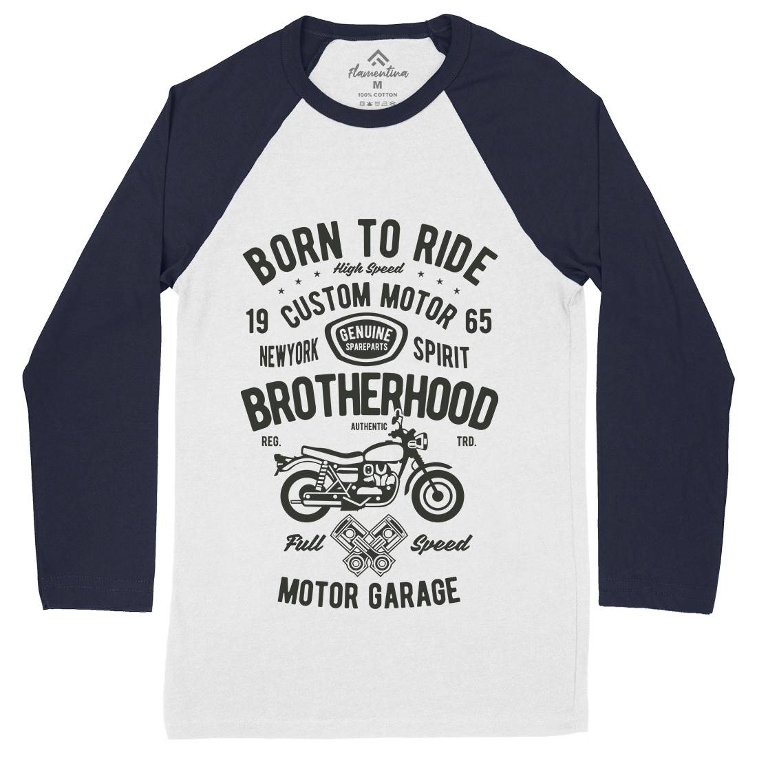 Brotherhood Mens Long Sleeve Baseball T-Shirt Motorcycles B423