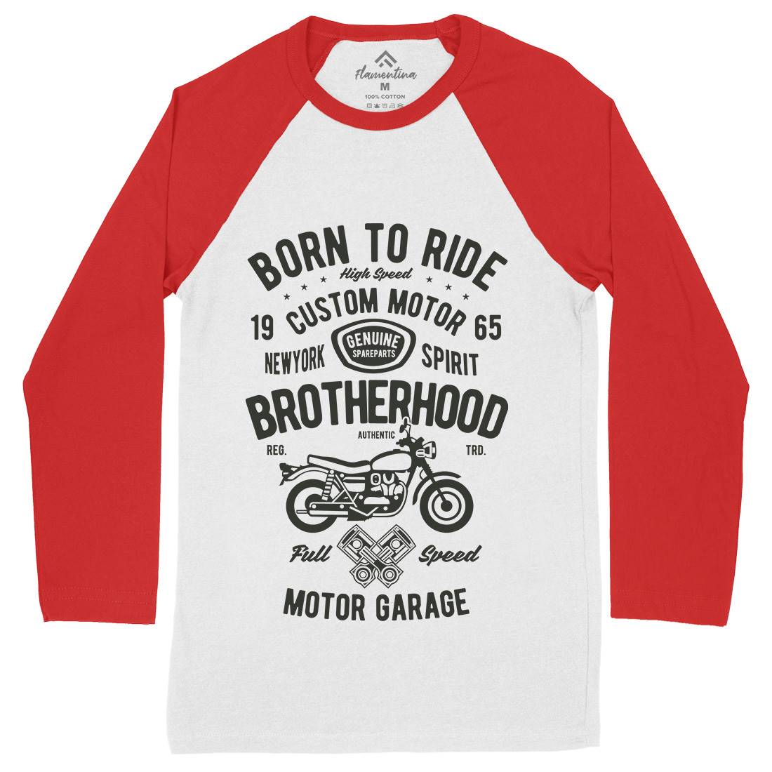 Brotherhood Mens Long Sleeve Baseball T-Shirt Motorcycles B423