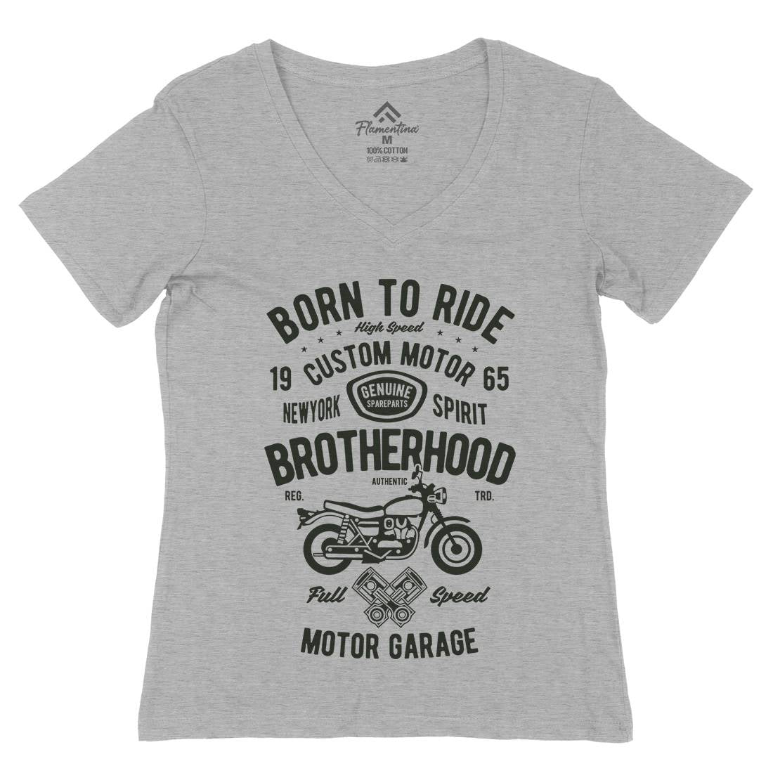 Brotherhood Womens Organic V-Neck T-Shirt Motorcycles B423