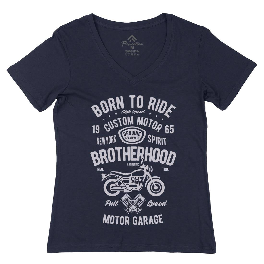 Brotherhood Womens Organic V-Neck T-Shirt Motorcycles B423